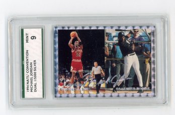 1994 NSCC Michael Jordan Silver Signature Basketball Baseball Card #'d To 5000 Graded SPA Mint 9