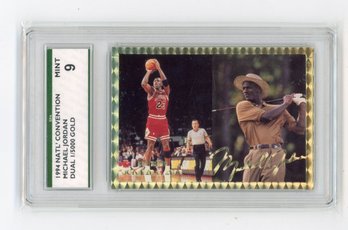 1994 NSCC Michael Jordan Gold Signature Retired Basketball Golf Card #'d To 5000 Graded SPA Mint 9