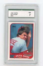 1989 Topps Pete Rose Baseball Card Graded SPA NM 7