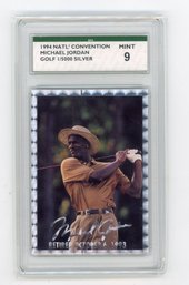 1994 NSCC Michael Jordan Silver Signature Retired Golf Card #'d To 5000 Graded SPA Mint 9
