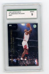 1992 Upper Deck Michael Jordan Dominique Wilkins SP Short Print Basketball Card Graded SPA Mint 9