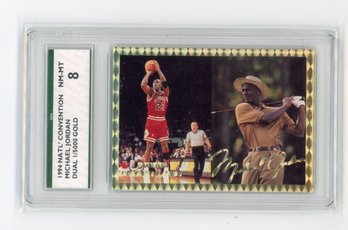 1994 NSCC Michael Jordan Gold Signature Retired Basketball Golf Card #'d To 5000 Graded SPA NM Mint 8