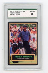 Tiger Woods Rookie Card 2001 Golf Superstar Promo Golf Card #'d To 10000 Graded SPA NM Mint 8