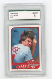 1989 Topps Pete Rose Baseball Card Graded SPA NM Mint 8