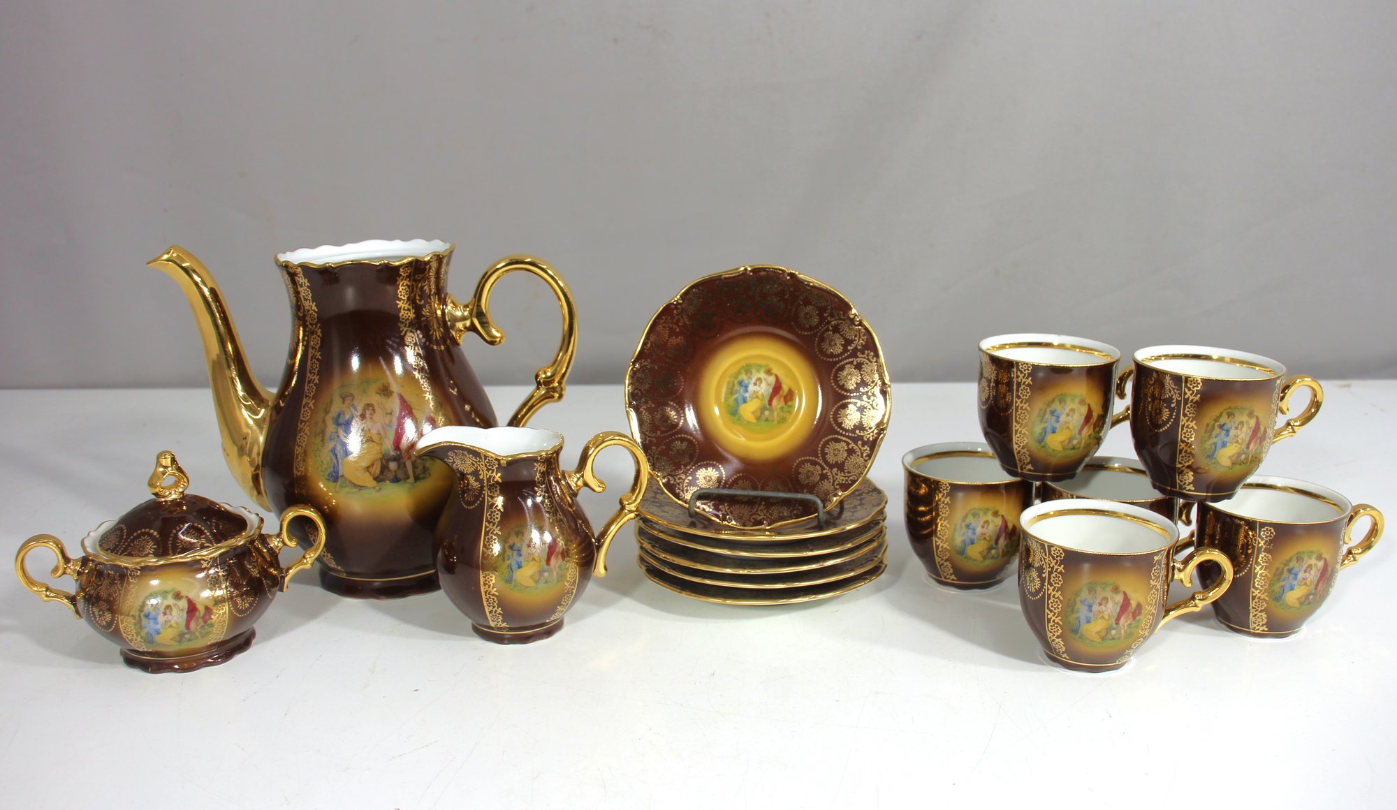 Vintage MZ Czechoslovakia Hand-Painted Porcelain Coffee Set