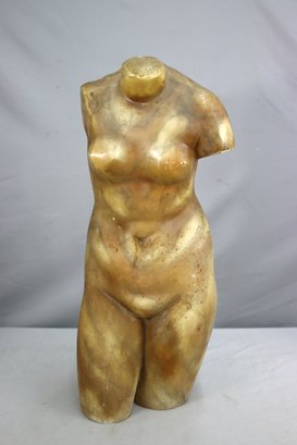 Faux-Marble Painted Cast Plaster Torso Sculpture