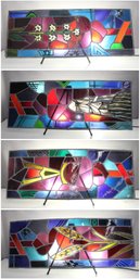Group B-Colorful Abstract Stained Glass Panels  Set Of 4  17.5' X 45' Each