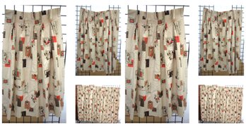Set Of 5 Vintage Curtain Panels (39', 43', And 52' Height) In Good Condition