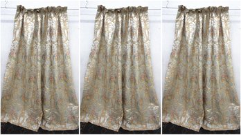 Set Of 3 Elegant Jacquard Window Panels  Gold & Multicolor (80'x 30' Each)