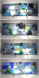 Group A-Colorful Abstract Stained Glass Panel  17.5' X 45' (4 Panels -)