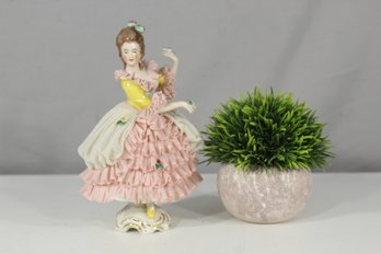 Delicate Vintage Dresden Porcelain Ballerina Figurine  Handcrafted In Germany