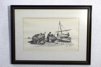 'Beach At Los Boliches' By Albert A. Sarney  Limited Edition Lithograph (Framed, 17/100)
