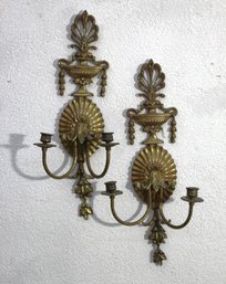 Pair Of Antique French Bronze Wall Sconces  Elegant Neoclassical Design