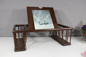 Vintage Wooden Magazine Rack With Built-In Book Display Stand