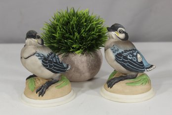 Pair Of Boehm Blue Jay Porcelain Figurines