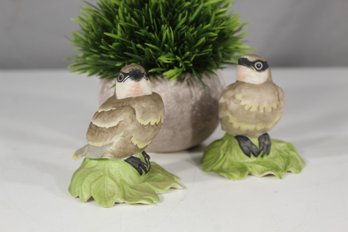 Boehm 'Baby Cedar Waxwing' Porcelain Bird Figurine Pair - Handcrafted In The USA