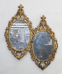 Vintage Double Oval Gilded Wall Mirrors By Burwood Products Co. - Plastic Frame