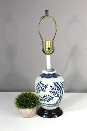 Blue And White Porcelain Table Lamp With Floral Design