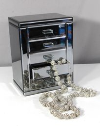 Finished Mirrored Jewelry Box With Multiple Drawers