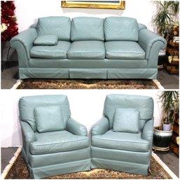 Baker Furniture  Leather Sofa And Two Armchairs Set