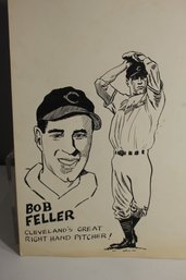 Pair Of Sketch Prints Of Ted William And Bob Feller