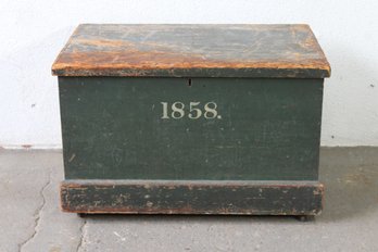Antique Painted Pine Chest - Dated 1858