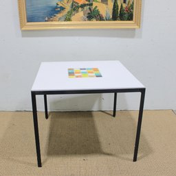 Original 1960s Knoll Mid-Century Modern Table  Labeled  Tile Inset Top 28' High X 34.5' Wide X 34' Deep