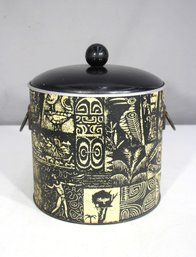 Vintage Mid-Century Tiki Ice Bucket  Polynesian-Inspired Design (7.5'H X 8' Round)