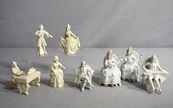 Vtg Musical Ceramic Victorian Dancing Figures People Piano Instruments -Japan