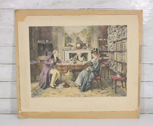 Antique Victorian Print A 'Breach Of Promise' Interior Scene 20.5' X 23.5'