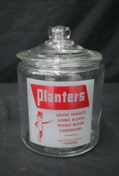 Vintage Planters Peanuts Glass Jar W/ Lid 10.5' X 7'