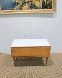 Vintage Mid-Century Modern Coffee Table  White Top  Tapered Legs- 19 High X 30 Wide X 18 Deep