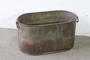 Antique Oval Metal Tub With Handles - Rustic Farmhouse Decor