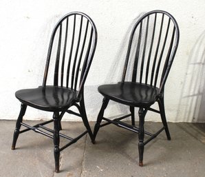 Pair Of Classic Black Windsor-Style Dining Chairs