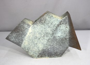 Signed Geometric Ceramic Sculpture Vase  Modernist Art Pottery (9H X 15W X 4D)