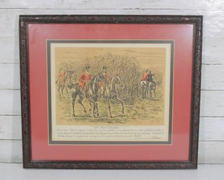 Vintage Fox Hunting Lithograph Signed Frank Wootton The Whips Shambles Framed 20' X 22.5'