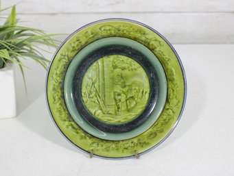 French Choisy-le-Roi Majolica Plate  H. Boulenger & Cie Pastoral Scene  7.5' Antique