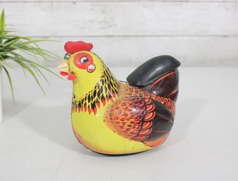 Vintage QSH Tin Toy Hen Chicken  Colorful Litho Wind-Up  No Eggs Untested  6'