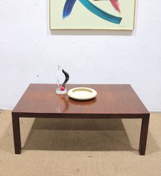 Vintage Milo Baughman For Directional Coffee Table Burl Wood   48'W