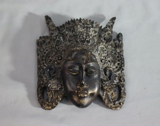 Vintage Thai Folk Art Wooden Face Mask Handcrafted In Thailand