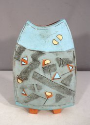 Signed Contemporary Geometric Ceramic Vase  Handcrafted Art Pottery (14H X 9W)