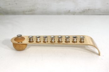 Modern Wooden & Metal Hanukkah Menorah  Minimalist Design  8 Candle Holders