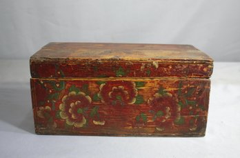 Red Hand Painted Vintage Chinese Jewelry Box