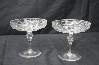 2 Vintage Tall Pedestal Compote Bowls