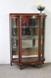 Antique Display Curio Cabinet With Glass Shelves