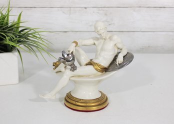 Giuseppe Capp Capodimonte War Porcelain Figurine  Reclining Male Figure  6.5'H Signed
