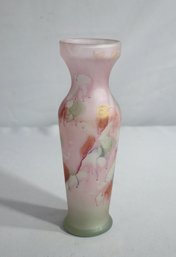 1970's RUEVEN Nouveau Satin Art Glass Flower Vase ~ Yellow, Green, Purple