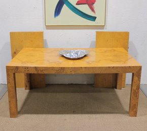 Mid-Century Burl Wood Dining Table By Milo Baughman For Thayer Coggin  2 Leaves  66'W