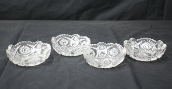 Vintage Hobstars And Vines Glass Crystal Small Shallow Bowls