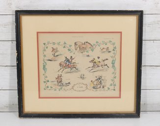 Vintage Sporting Print Fantaisies After V. Adam Framed Equestrian Scenes 14' X 16'
